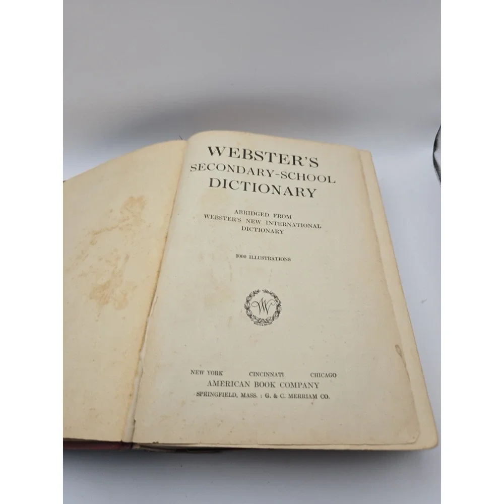 Webster's Secondary School Dictionary 1925 Hardcover OK CONDITION
